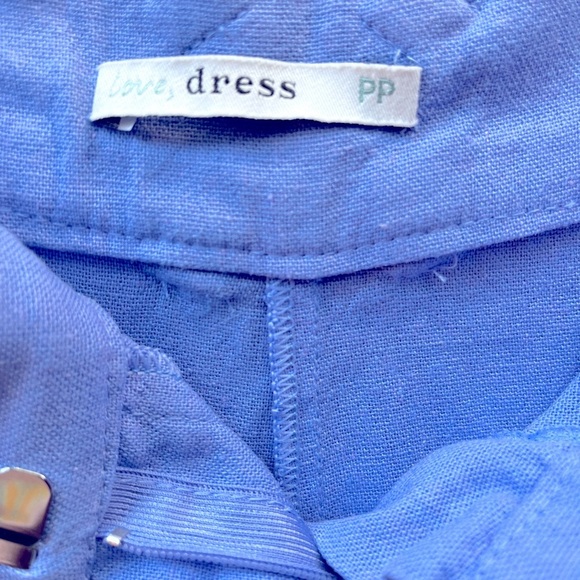 Vintage Linen Blend High Waisted Pleated Periwinkle Shorts Embroidered Dais… - Picture 6 of 7